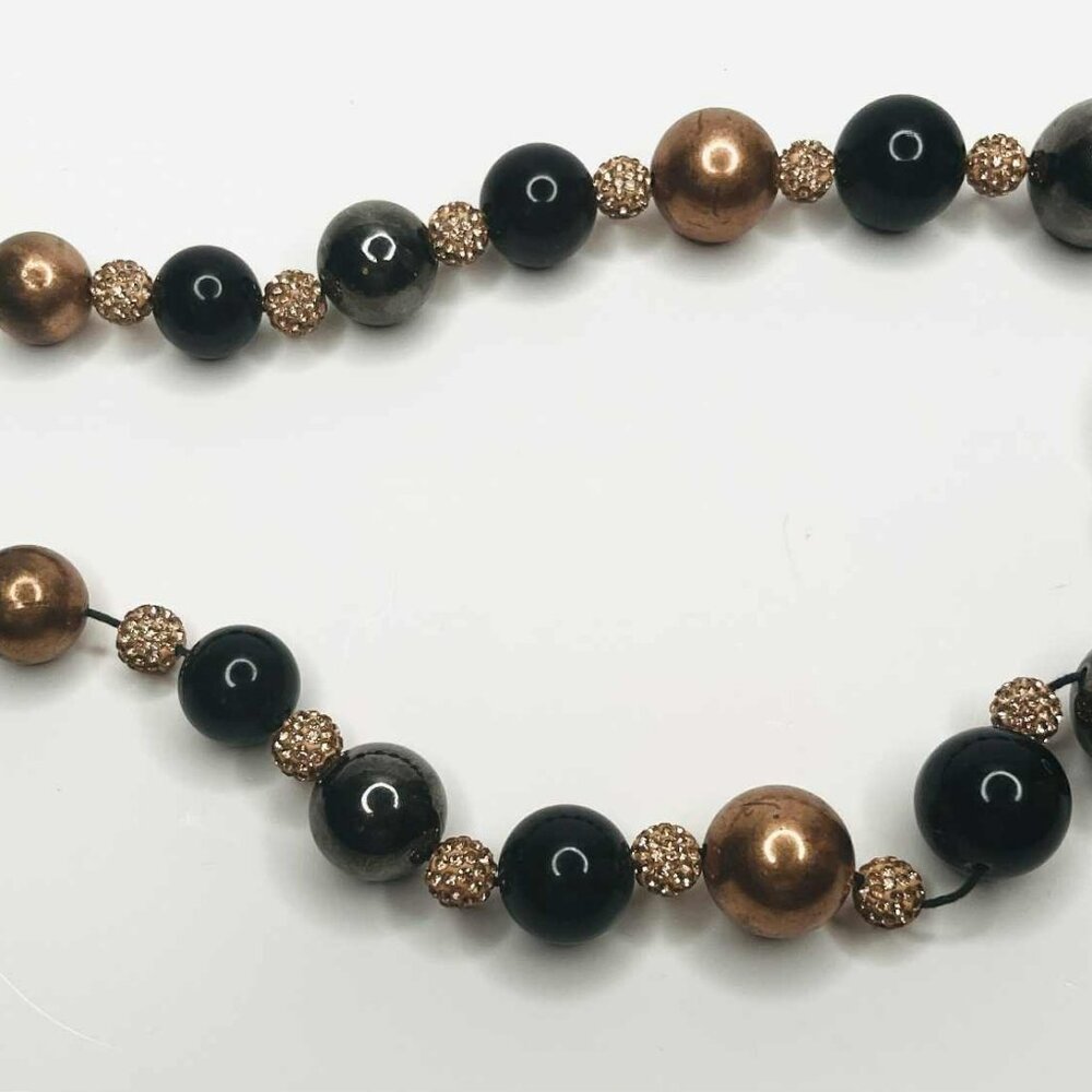 Handmade Artisan Beaded Necklace Wood Ceramic Crystal Design